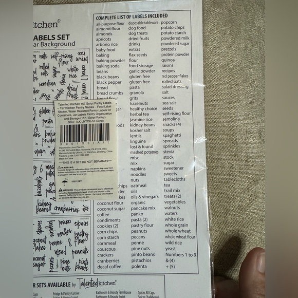 Talented Kitchen Script Pantry Labels Set - NEW IN PACKAGE - Picture 2 of 4